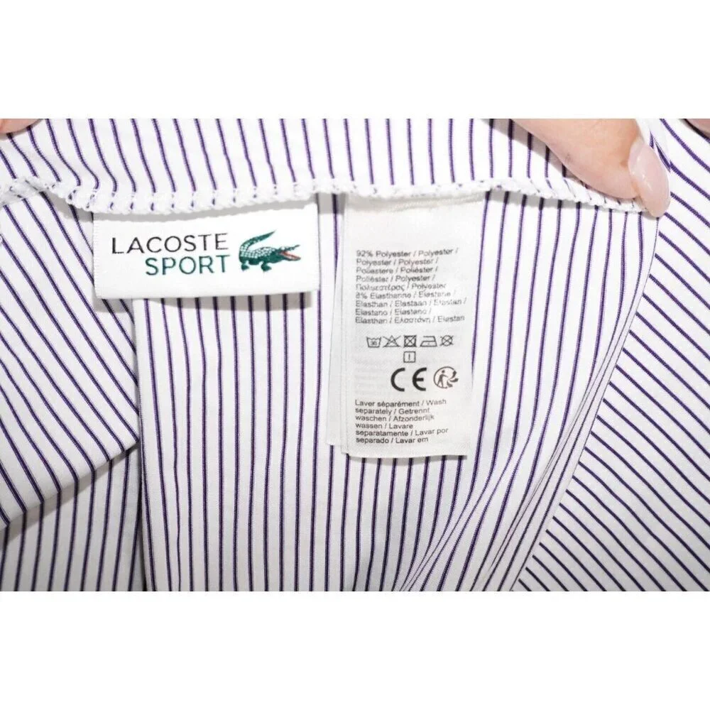 Lacoste Sport Polo Shirt - Men's XXL - Striped Purple & White 🐊